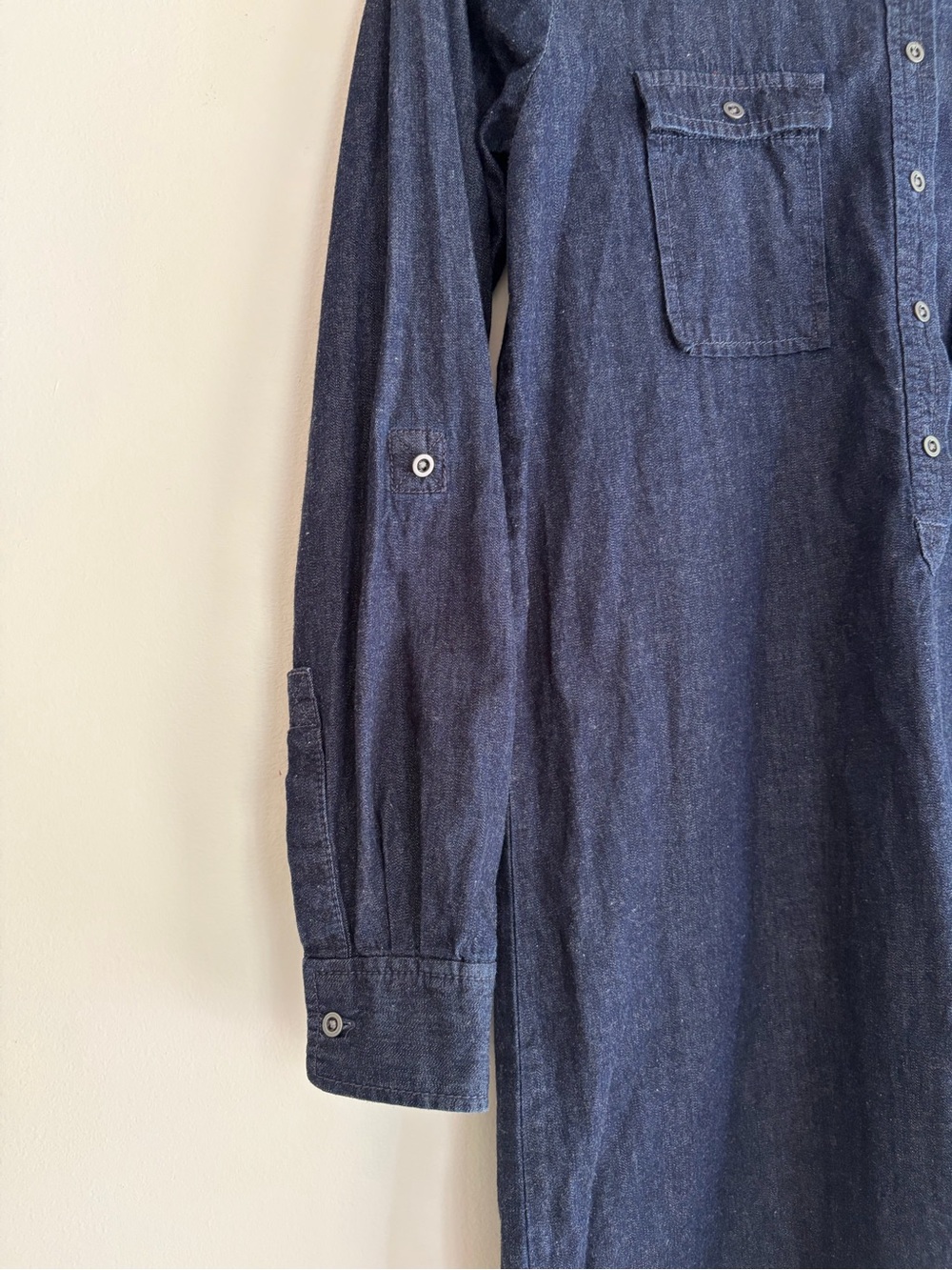 Loft Cotton Silk Blend Roll Sleeve Denim Shirt Dress Size XS - Picture 4 of 7